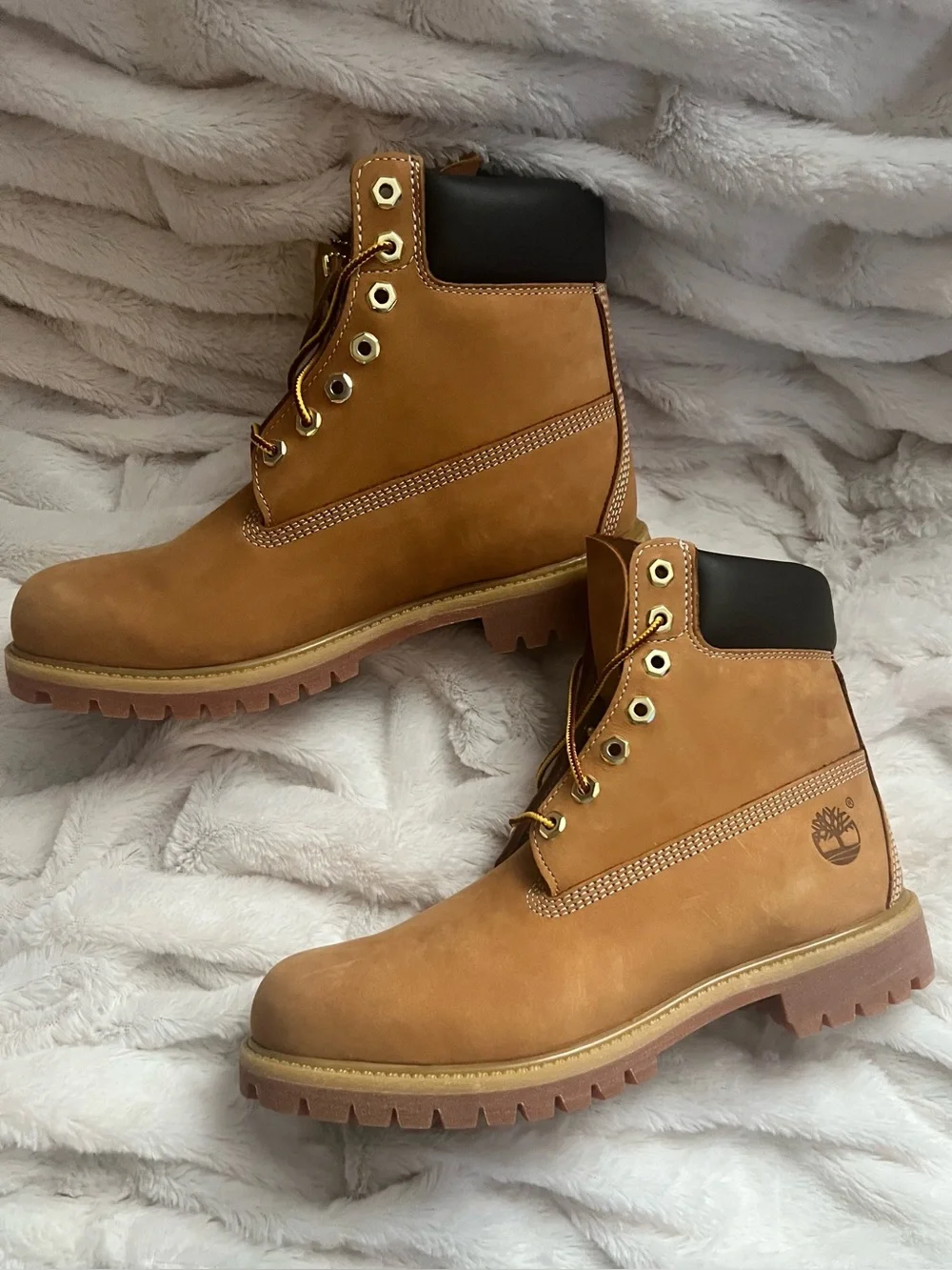 Timberland Wheat Nubuck Boots with Black Padded Collar
